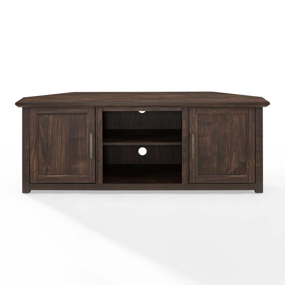 Dark Walnut 58'' Corner TV Stand with Cabinets