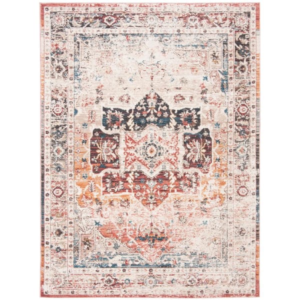 Carlyle 7 ft. x 9 ft. Ivory/Blue Distressed Medallion Area Rug