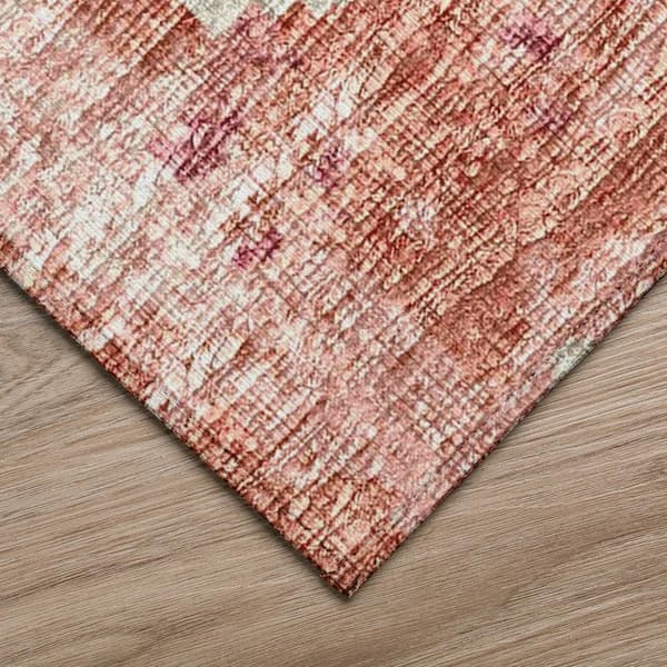 Accord Pink 1 ft. 8 in. x 2 ft. 6 in. Abstract Indoor/Outdoor Washable Area Rug