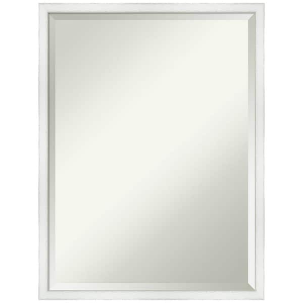 Amanti Art Breeze 25.12 in. x 19.12 in. Rustic Rectangle Framed Distressed White Bathroom Vanity Wall Mirror