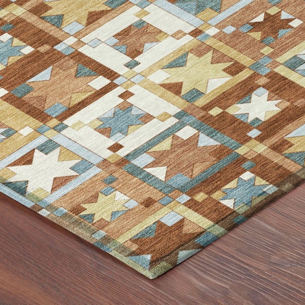 Chantille Machine Washable Indoor/Outdoor Abstract ACN2553 Paprika 5 ft. x 7 ft. 6 in. Area Rug