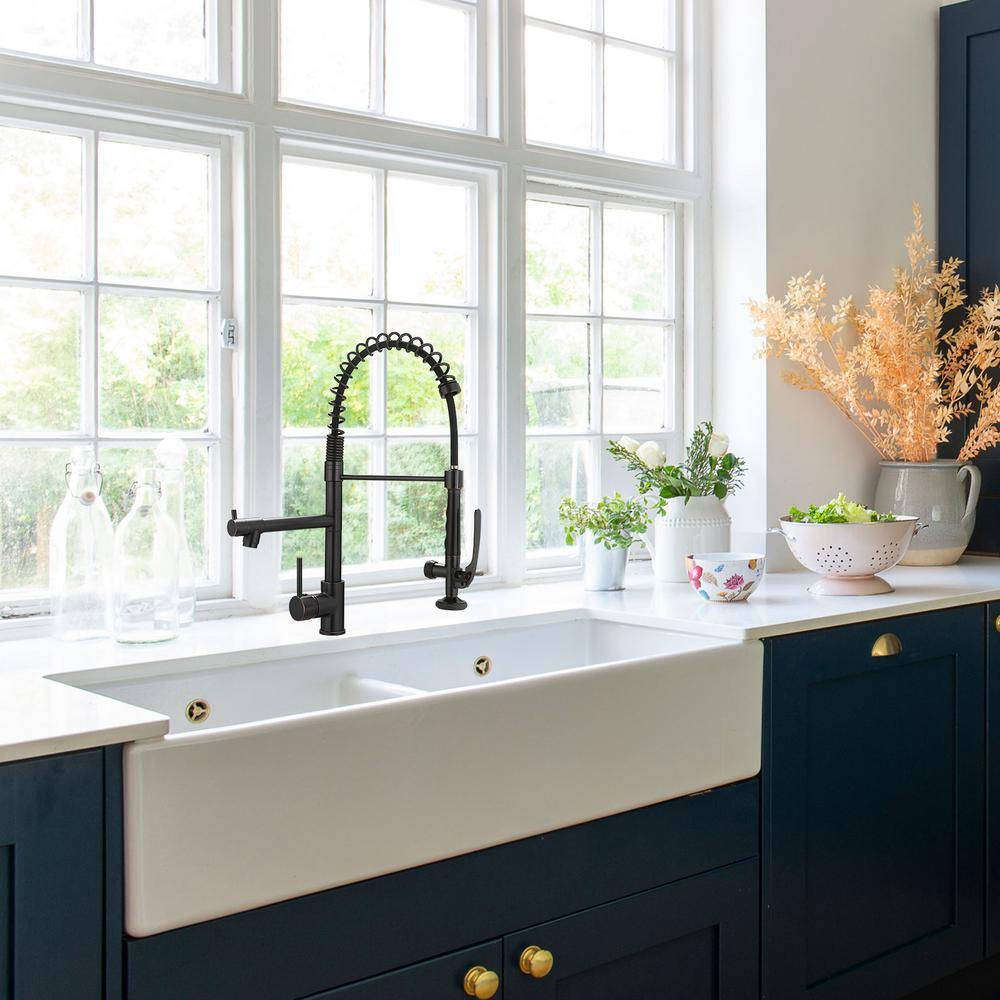 Oil Rubbed Bronze Pull-Down Kitchen Faucet with Spray