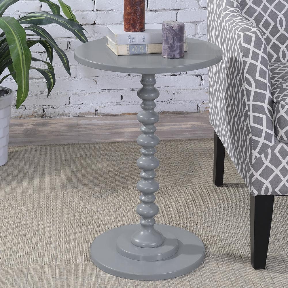 Palm Beach Gray Round Wood Spindle End Table