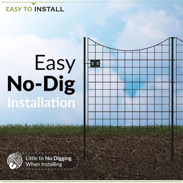 Zippity Outdoor Products 1 Gate 4 Panels 3-ft H x 3-ft W Black Galvanized Iron Scallop No Dig Garden Fence Gate Kit