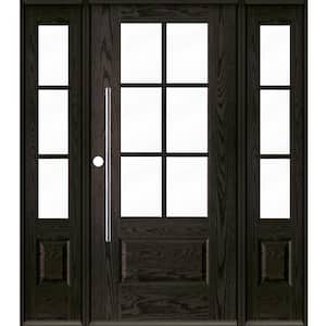 Faux Pivot 64 in. x 80 in. 6-Lite Right-Hand/Inswing Clear Glass Baby Grand Stain Fiberglass Prehung Front Door w/DSL