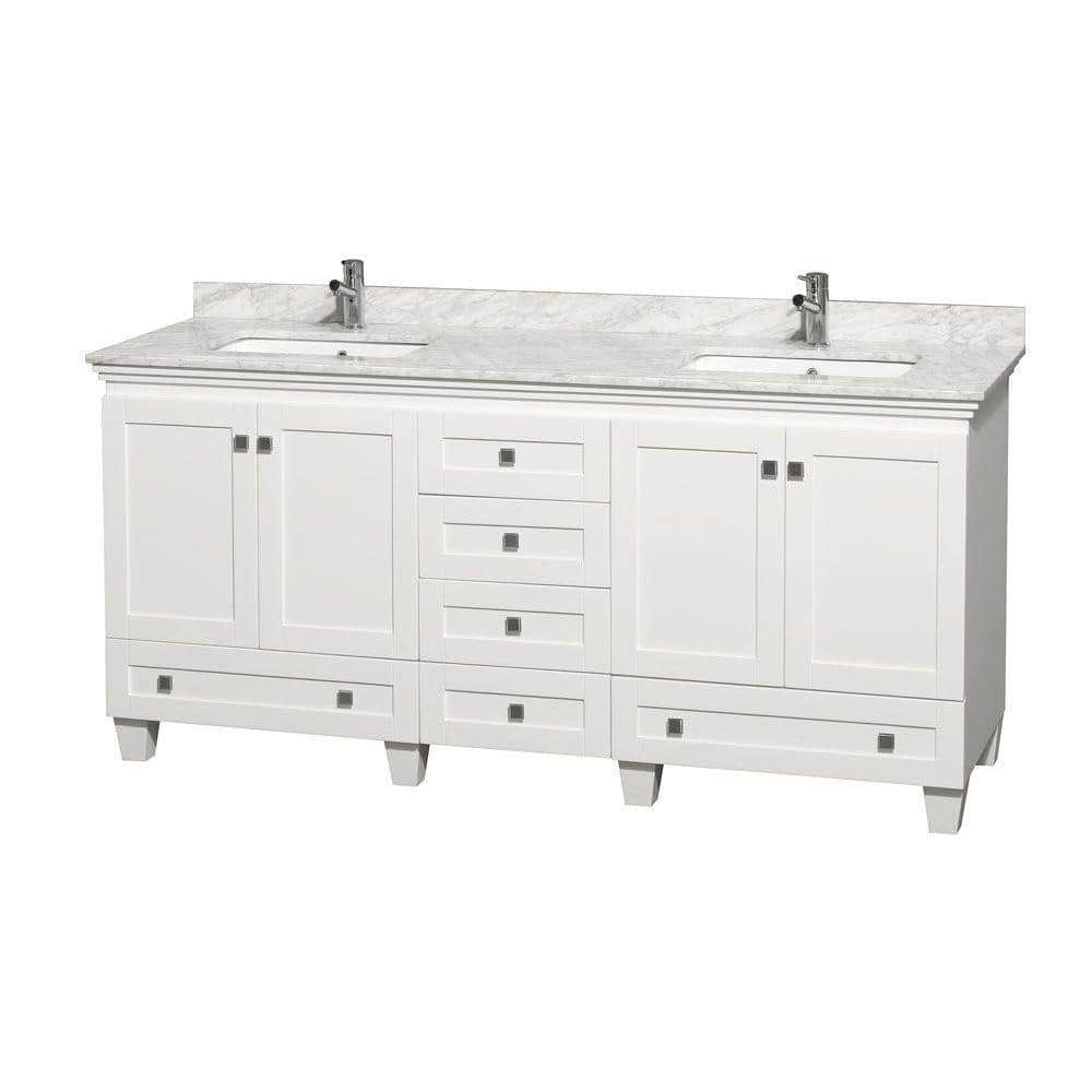 Marble Vanity Top In Carrara White, 72 Inch Vanity Top Double Sink Home Depot