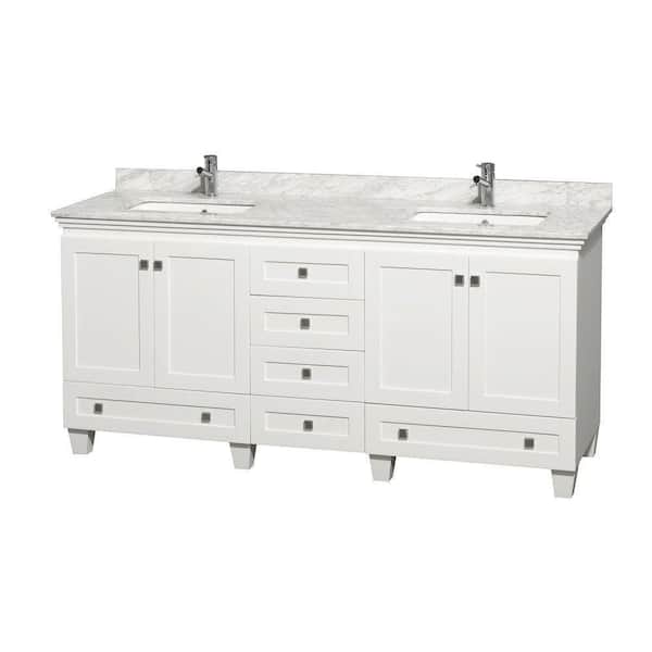 Marble Vanity Top In Carrara White, White Vanity With Two Sinks