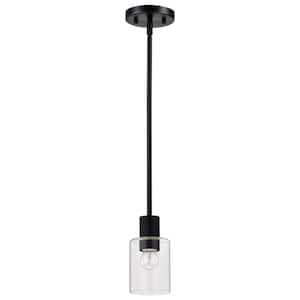 Clarksville 1-Light Matte Black Transitional Mini- Pendant Light with Clear Glass Shade