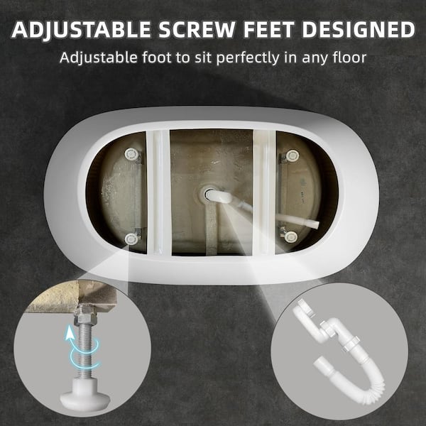Zeafive Ema 55 in. x 29.5 in. Acrylic Flatbottom Freestanding Soaking Bathtub with Pop Up Drain in Matte White Stand Alone Tub Z30E7S55MW