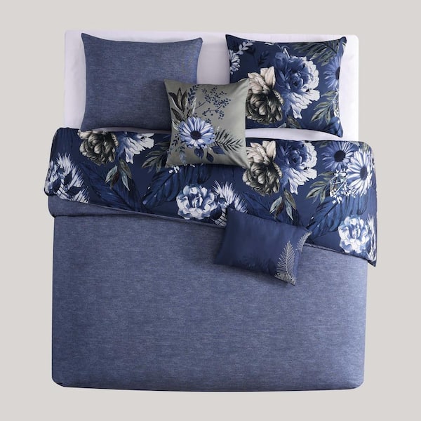 BEBEJAN Maia Blue 100% Cotton 230 Thread Count 5-Piece Reversible Comforter  Set BBJ1009 - The Home Depot