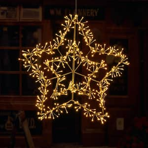 3 ft. 480 LED Christmas Star Light Twinkle Lights Warm White Plug in for Home Garden Decoration Gold