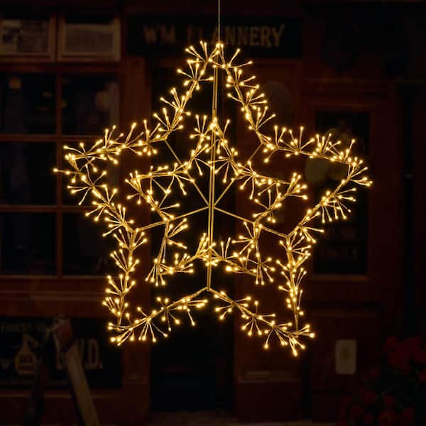 Flere Creep Mart Lightshare 3 ft. 480 LED Christmas Star Light Twinkle Lights Warm White  Plug in for Home Garden Decoration Gold BZQ2WJX36IN-G - The Home Depot