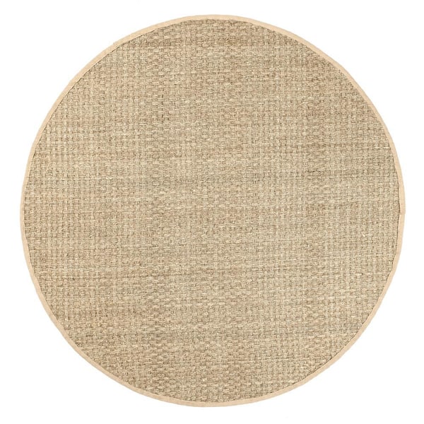 nuLOOM Hesse Checker Weave Seagrass Natural 6 ft. x 6 ft. Round Indoor ...