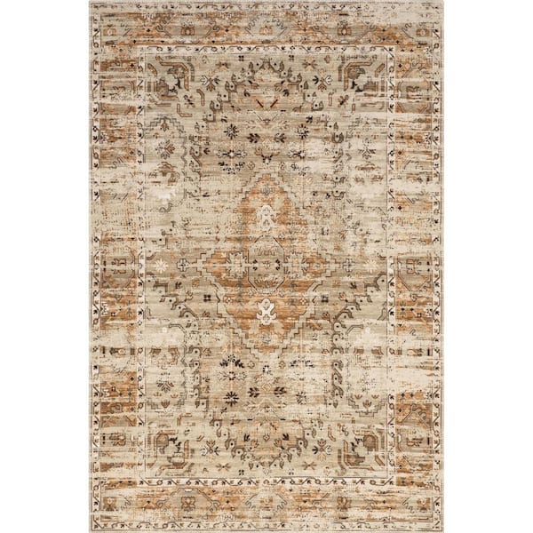 nuLOOM Aada Machine Washable Beige 8 ft. x 10 ft. Persian Area Rug