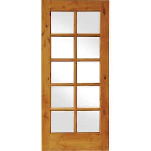 32 in. x 80 in. Knotty Alder 10-Lite Low-E Insulated Glass Solid Right-Hand Wood Single Prehung Interior Door