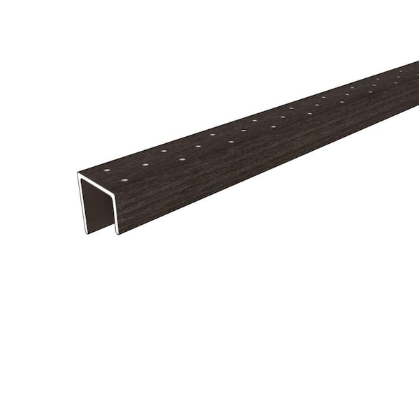 Alusions 1.63 in. x 1.5 in. x 8 ft. Spanish Walnut Composite Aluminum Perforated Starting Trim for 1 in. Board