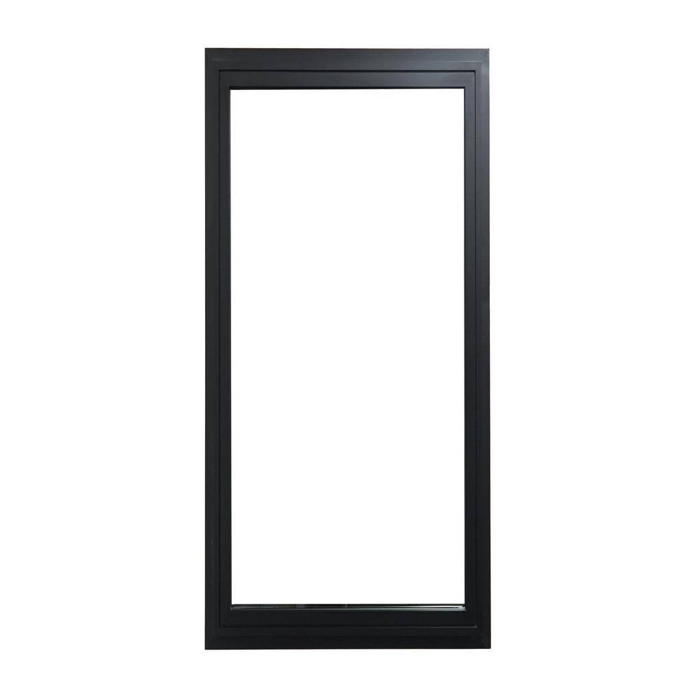 TEZA DOORS Teza Picture 48 in. x 72 in. Matte Black Aluminum Tempered