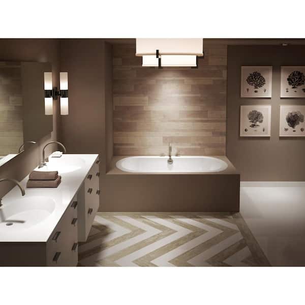 ANZA 60 in. x 42 in. Acrylic Oval Drop-in Center Drain Whirlpool Bathtub Chroma in White