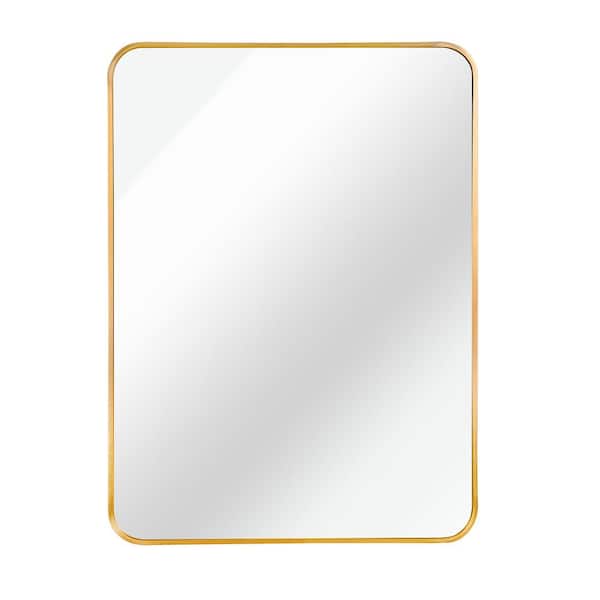 22 in. W x 30 in. H Medium Rectangular Aluminum Framed Wall Bathroom Vanity Mirror in Gold with 4 mm HD Glass