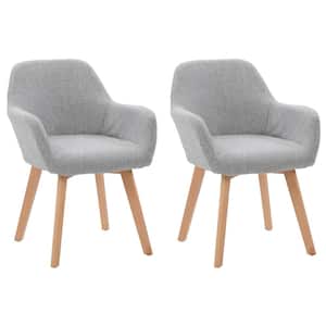 Ayla Light Gray Upholstered Side Chair with Arms (Pair of 2)