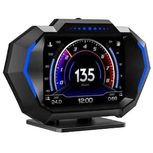 Heads Up Display for Car, OBD+GPS Multi-Data Monitor Digital Speedometer, Overspeed Alarm RPM Pressure Smart Gauge HUD