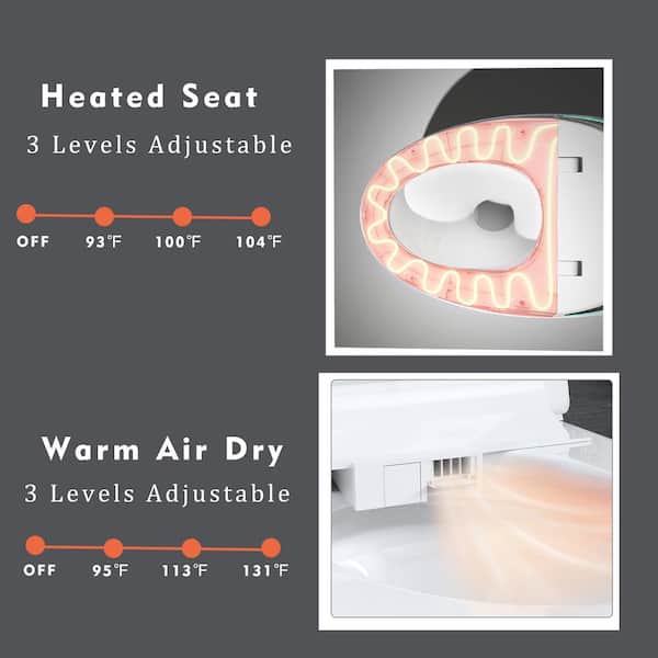 WELLFOR Pink LED Display Bidet Toilet with Auto Functions and Foot Sensor - 1.28 GPF