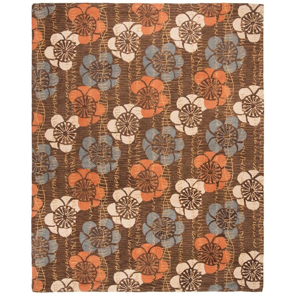 Blossom 8 ft. x 10 ft. Brown/Multi Floral Stripe Area Rug