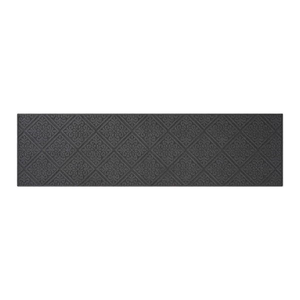 Austell Solid 2 ft. x 6 ft. Dark Gray Geometric Runner Rug