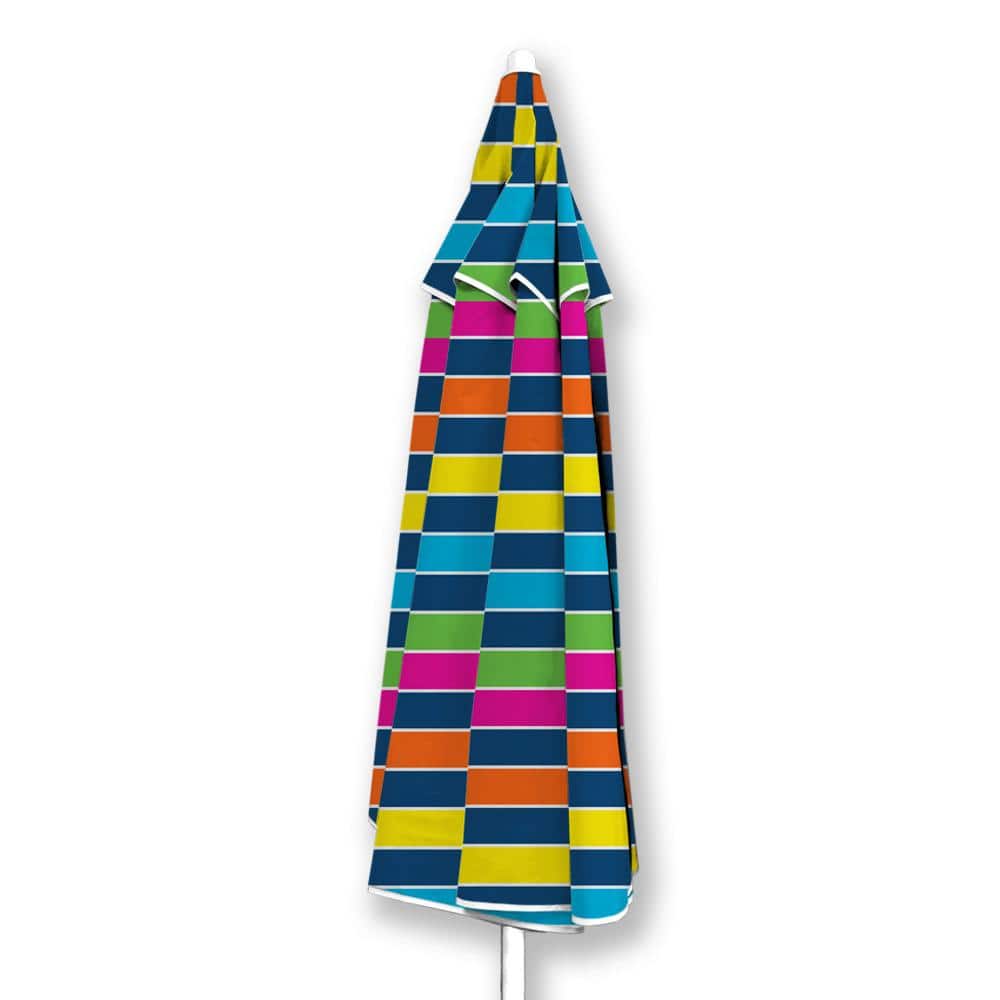 Rainbow Stripe 8 ft. Steel and Fiberglass Beach Umbrella