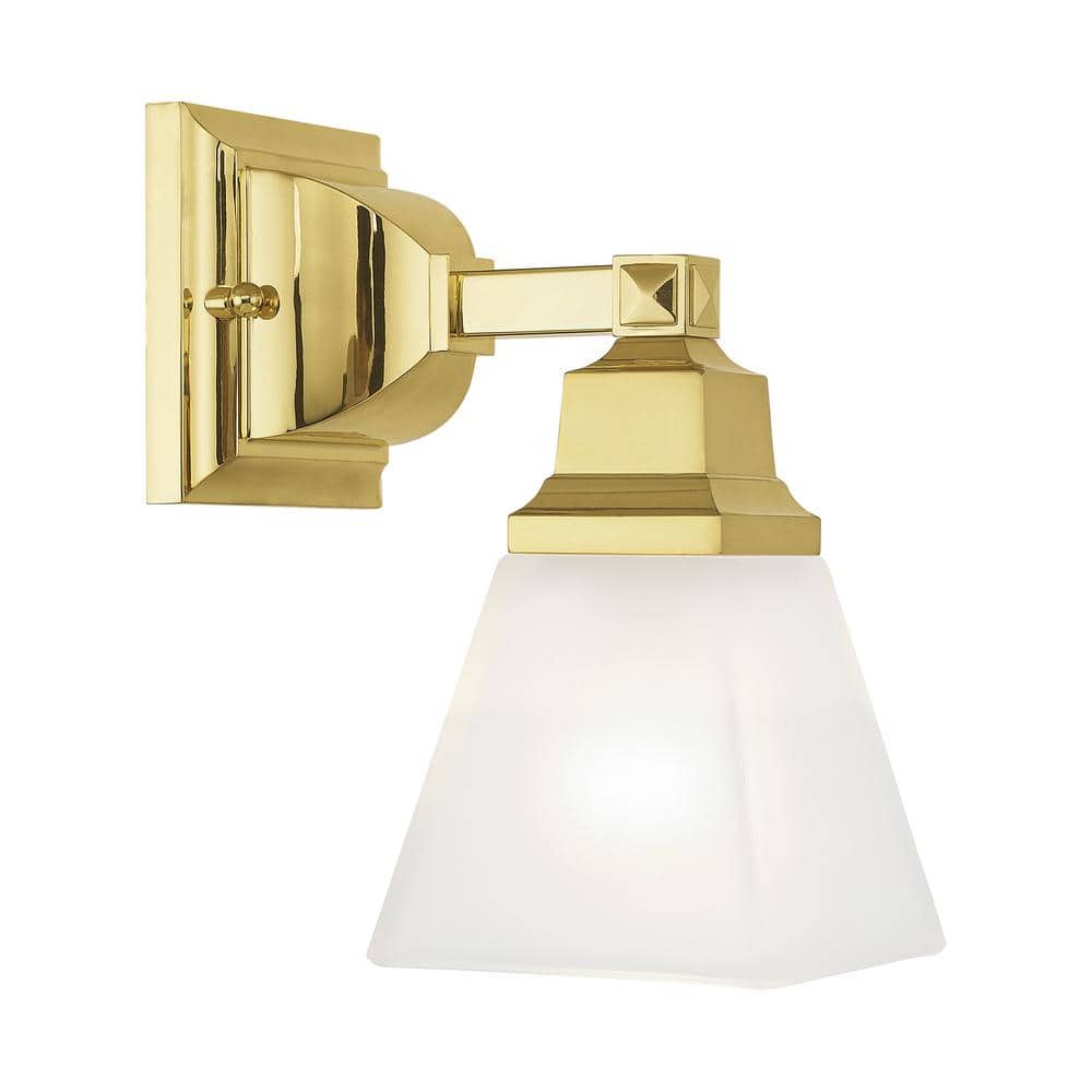 Polished Brass Wall Sconce with Satin Glass Shade
