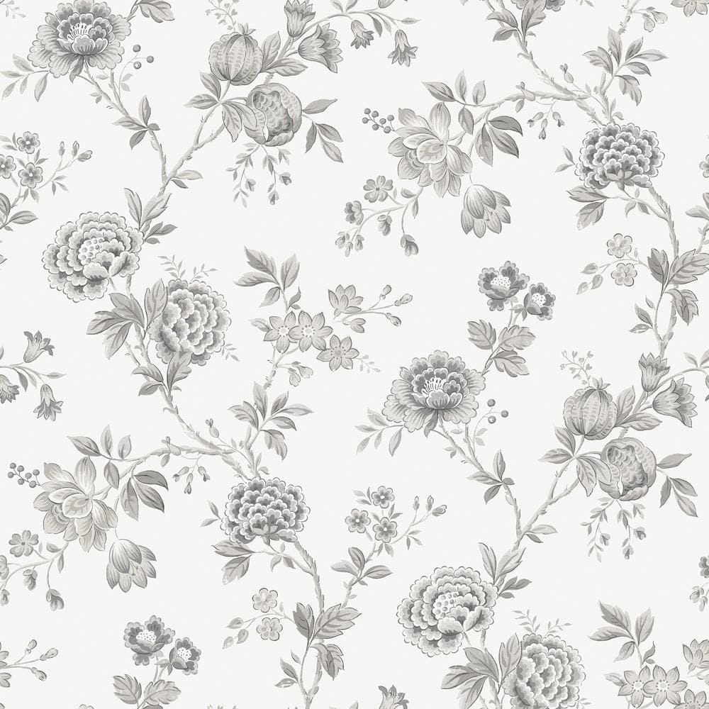 Chesapeake Chrysanthemum Grey Jacobean Wallpaper Sample