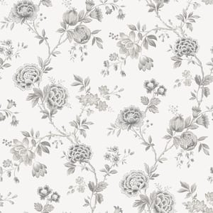 Chrysanthemum Grey Jacobean Wallpaper Sample