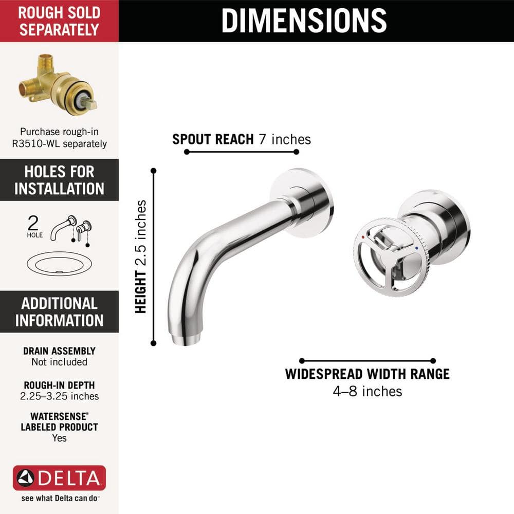 Chrome Wall Mounted Modern Brass Bathroom Faucet