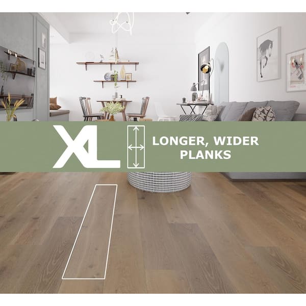 Sandbar XL Euro Oak 5/8 in. T x 9.5 in. W Tongue and Groove Wire Brushed Engineered Hardwood Flooring(34.1 sq. ft./case)