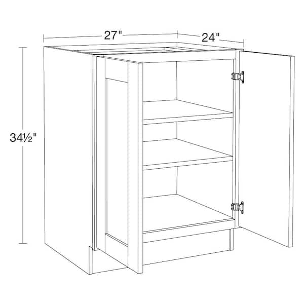 Home Decorators Collection Washington Vessel Blue Plywood Shaker Assembled Base Kitchen Cabinet Soft Close 36 in W x 24 in D x 34.5 in H, Blue