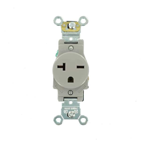 20 Amp 250 V NEMA 6-20R Industrial Grade Single Outlet/Receptacle, Gray (1-Pack) 5461-GY