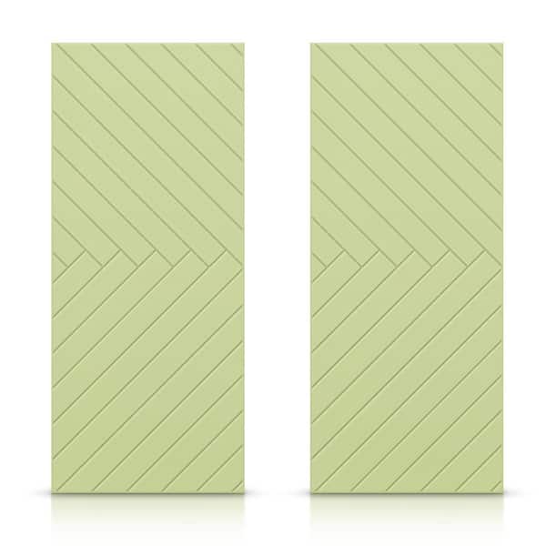 CALHOME 48 in. x 80 in. Hollow Core Sage Green Painted Composite MDF Interior Double Closet Sliding Doors