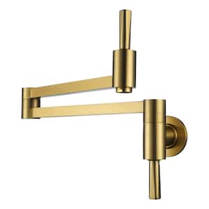 Commercial Wall Mounted Pot Filler Faucet with Lever Handle in Gold