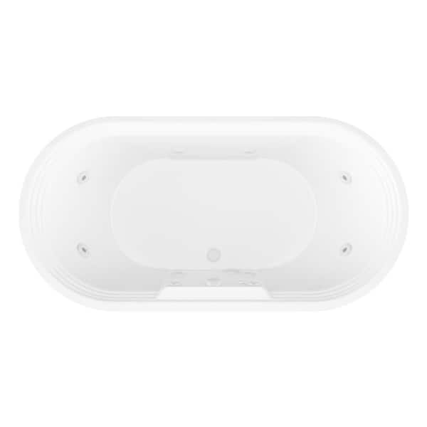 Pearl 5.6 ft. Acrylic Center Drain Flatbottom Whirlpool Bathtub in White