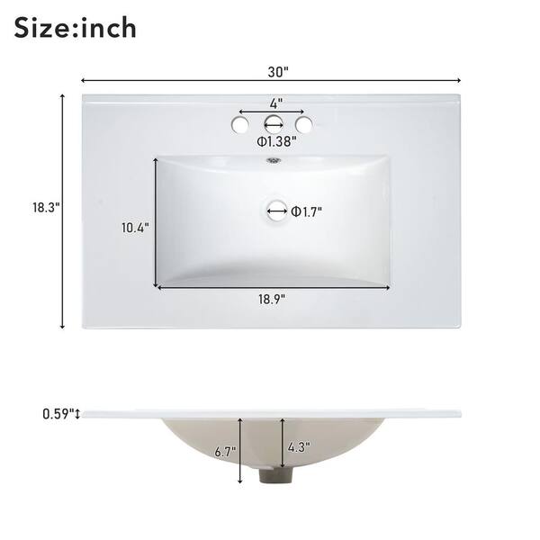 ビズビー　VANIE Virubi 30 in. W x 18 in. D x 34 in. H Bath Vanity in Gray with