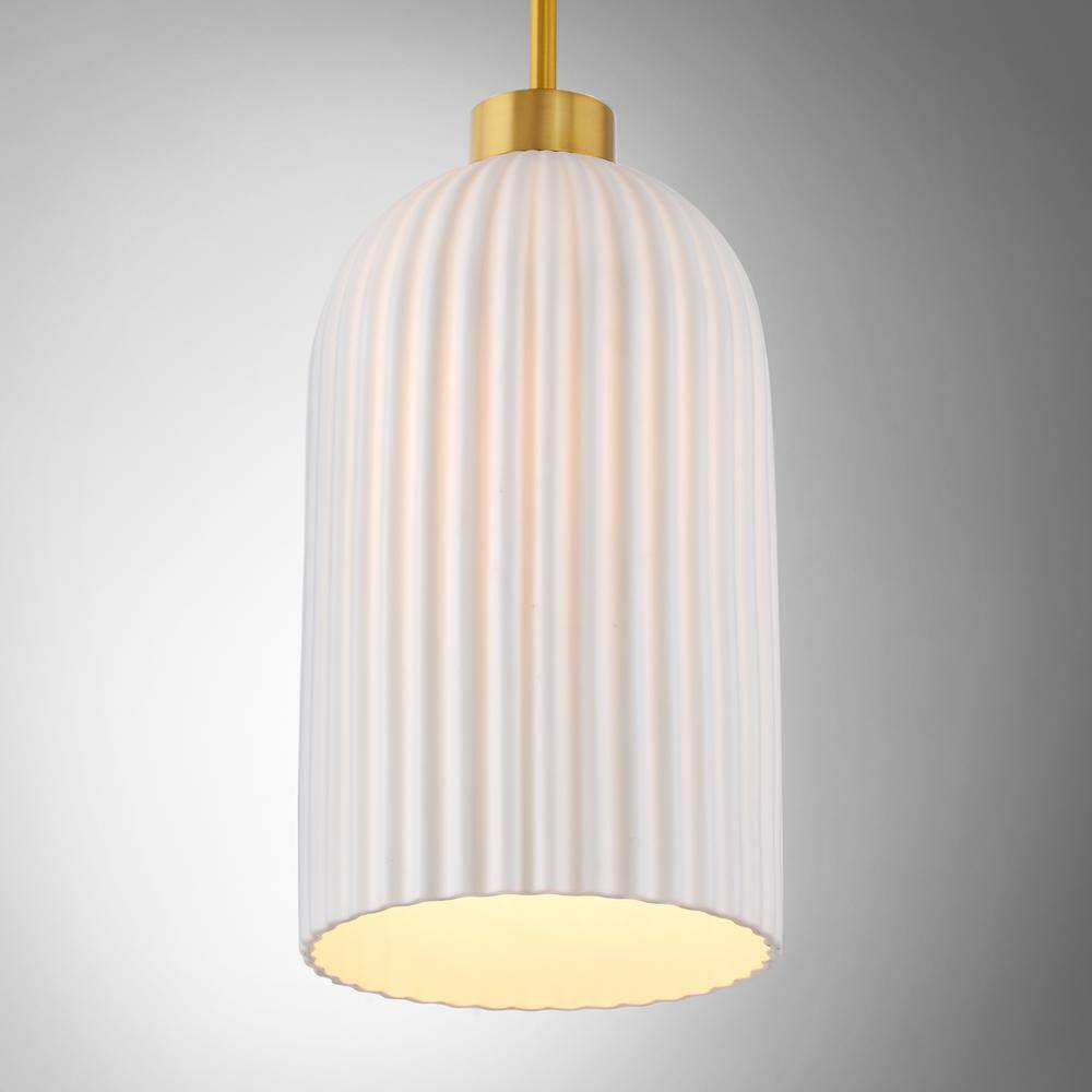 Isla Blanca Warm Brass Pendant with White Porcelain Shade
