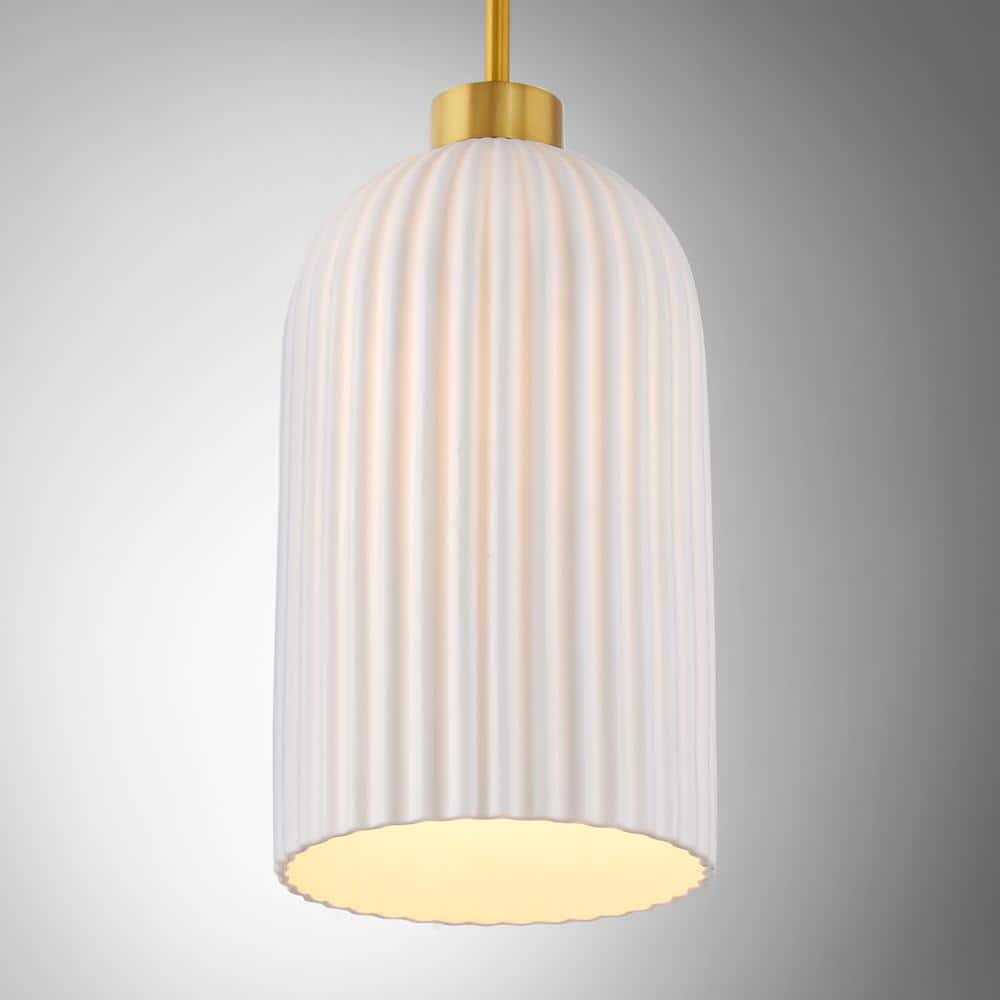 Isla Blanca Warm Brass Pendant with White Porcelain Shade