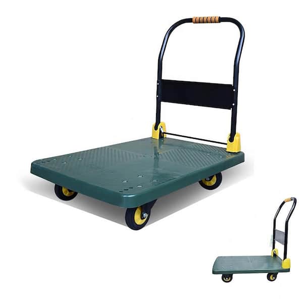 330 lbs. Heavy-Duty Platform Cart Hand Truck Dual Purpose 2 Wheel Dolly  Cart and 4 Wheel Push Cart with Swivel Wheels