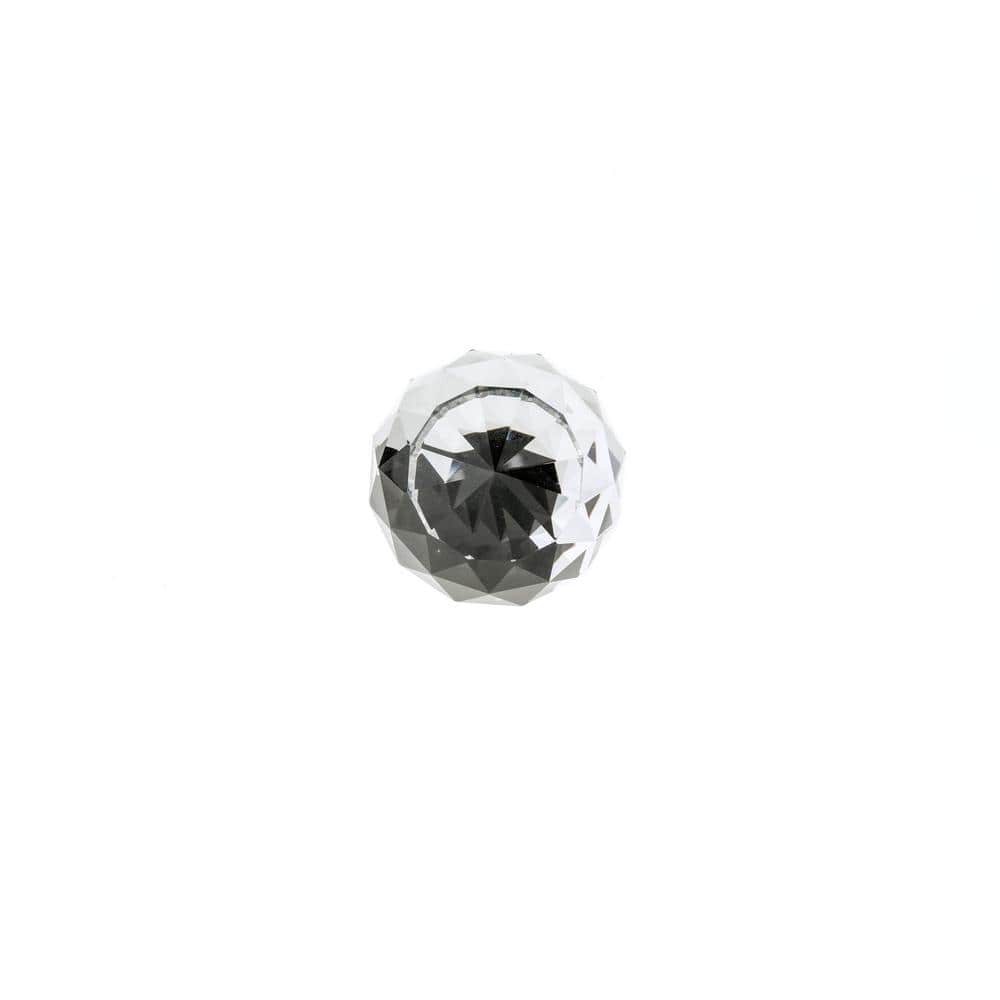 Polished Chrome and Clear Crystal Round Cabinet Knob