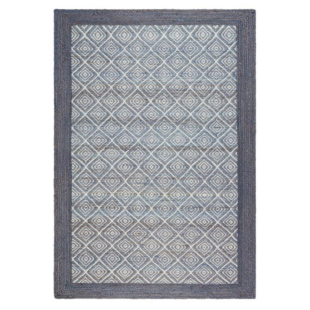 TOWN & COUNTRY LIVING Nalani Textured Diamond 100% Jute Blue 3 ft. x 5 ...