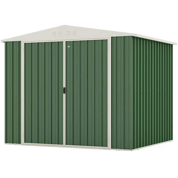 Patiowell Thickness Upgrade 8 ft. W x 6.5 ft. D Metal Outdoor Storage Shed, with Dual Lockable Door in Green 48 sq. ft.