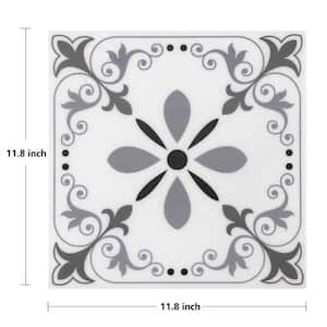 11.8 in. x 11.8 in. PVC Peel and Stick Backsplash, Floor and Wall Tile for Kitchen and Bathroom, Gray (10-Pack)