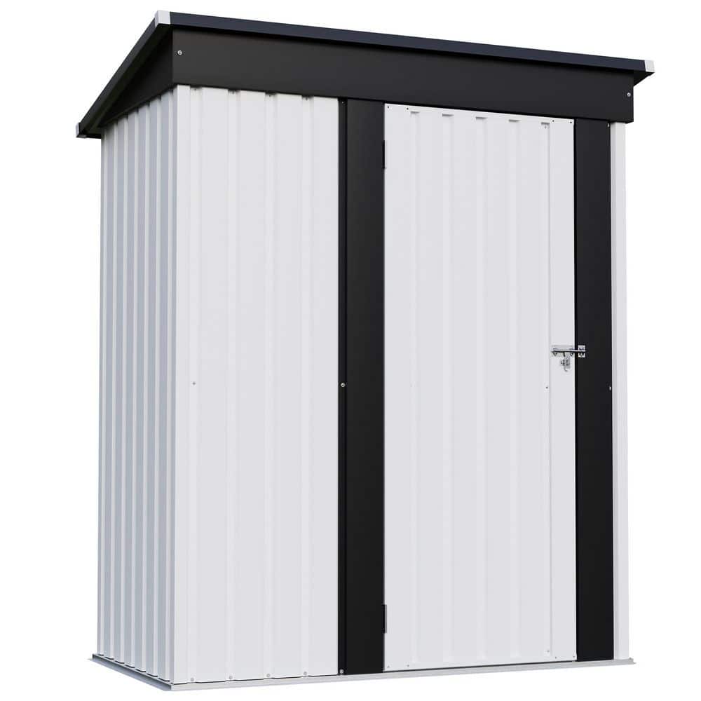 5ft. W x 3 ft. D Metal Storage Shed with Lockable Door, Waterproof Garden Tool Shed, White (15 sq. ft. ) price history on PriceWatchPro