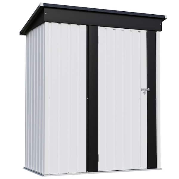 5ft. W x 3 ft. D Metal Storage Shed with Lockable Door, Waterproof Garden Tool Shed, White (15 sq. ft. )