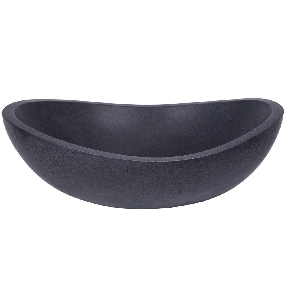 Eden Bath Natural Stone Canoe Vessel Sink in Honed Black Lava Stone